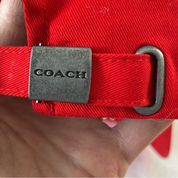 Coach Red Baseball Hat with Embroidered Logo - Picture 7 of 10